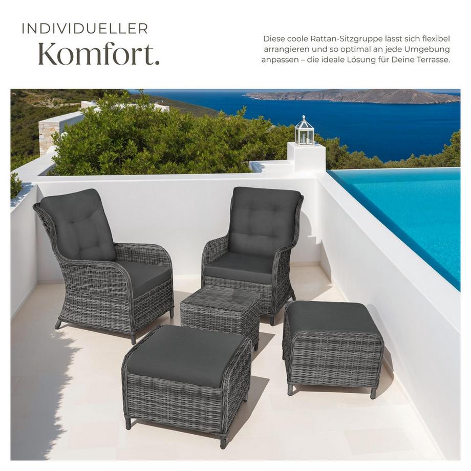 Tectake Salon de jardin BENISSA pour 2 à 4 personnes  