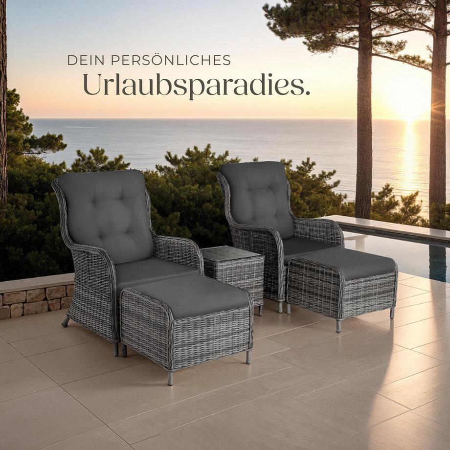 Tectake Set da giardino in rattan e alluminio Benissa per 2-4 persone  