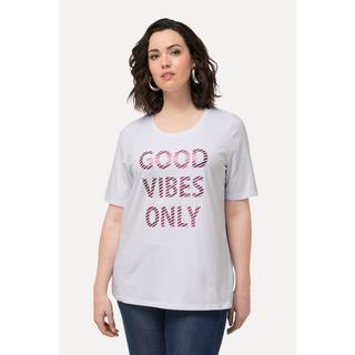 Ulla Popken  T-shirt « Good Vibes Only », col rond et manches courtes 