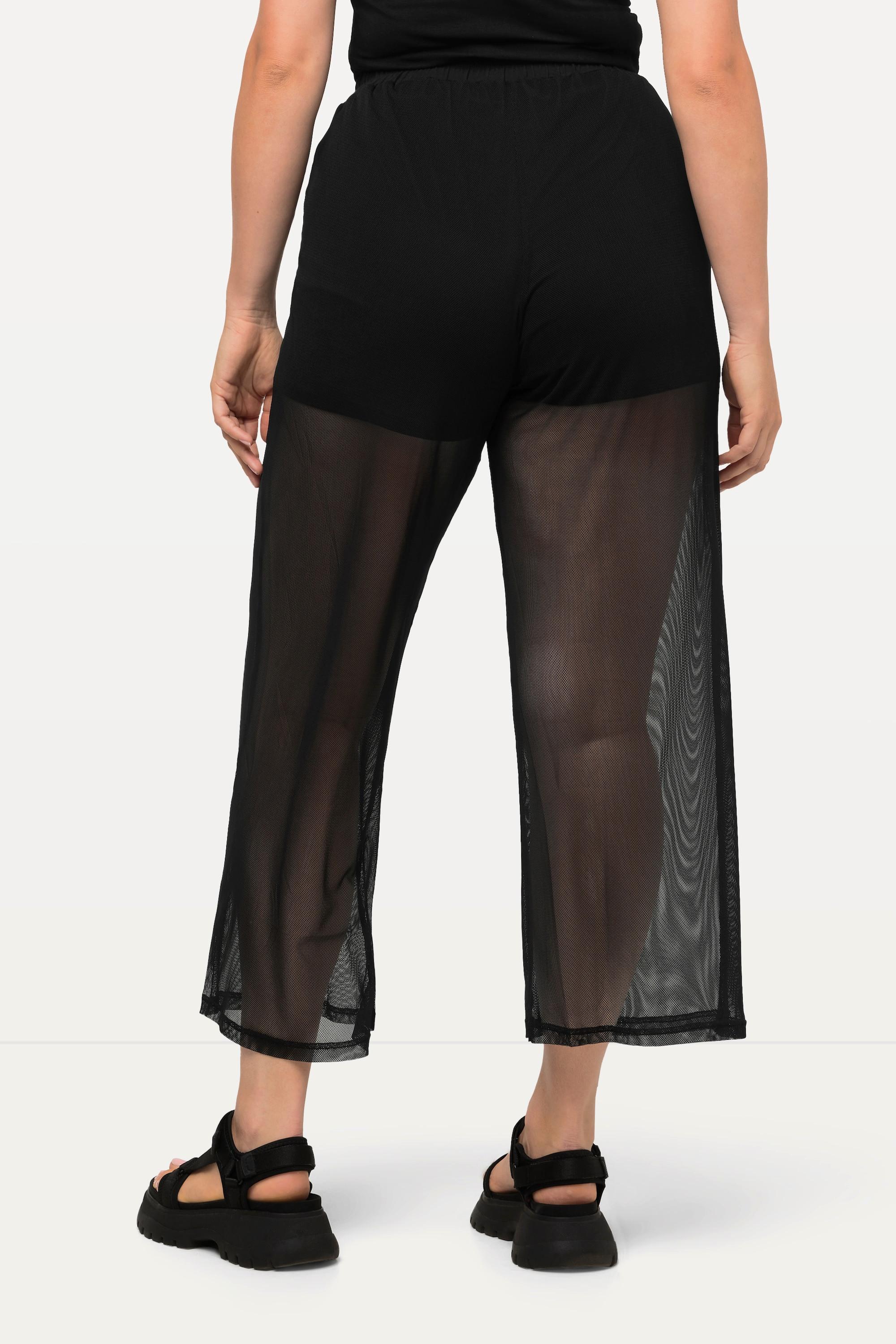 Ulla Popken  Pantalon en tulle transparent. Taille élastique, jambe large. 