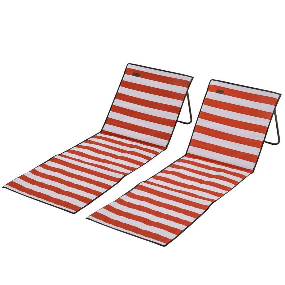 2Er-Set Strandmatte Faltbar Verstellbar Sonnenliege Strandmatratze Tragetasche Rot 142X51X40Cm