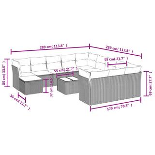 VidaXL Ensemble de canapés de jardin rotin synthétique  