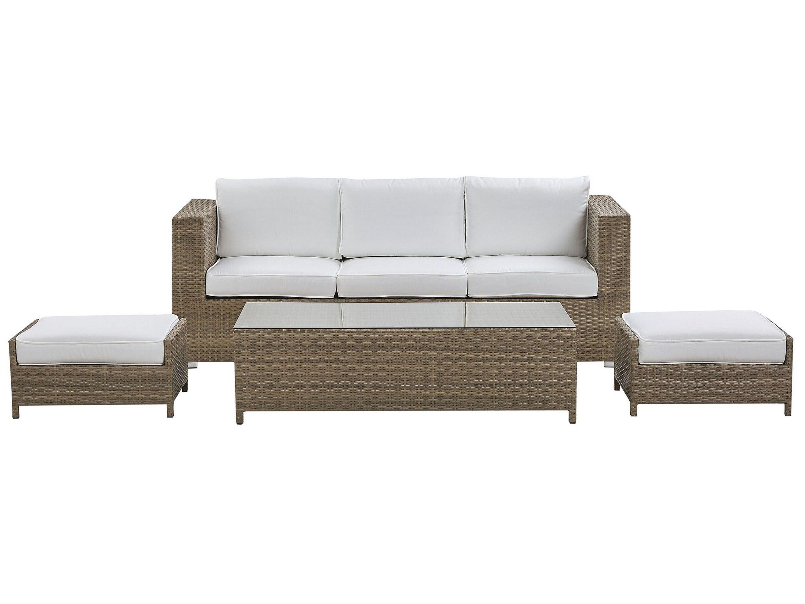 Image of Lounge Set mit Tisch aus PE Rattan Retro BELLUNO Lounge Set mit Tisch aus PE Rattan Retro BELLUNO