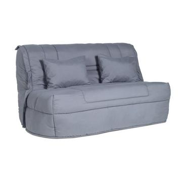 Klappsofa mit Matratze BULTEX - Mikrofaser - Hellgrau - ELDORADO III