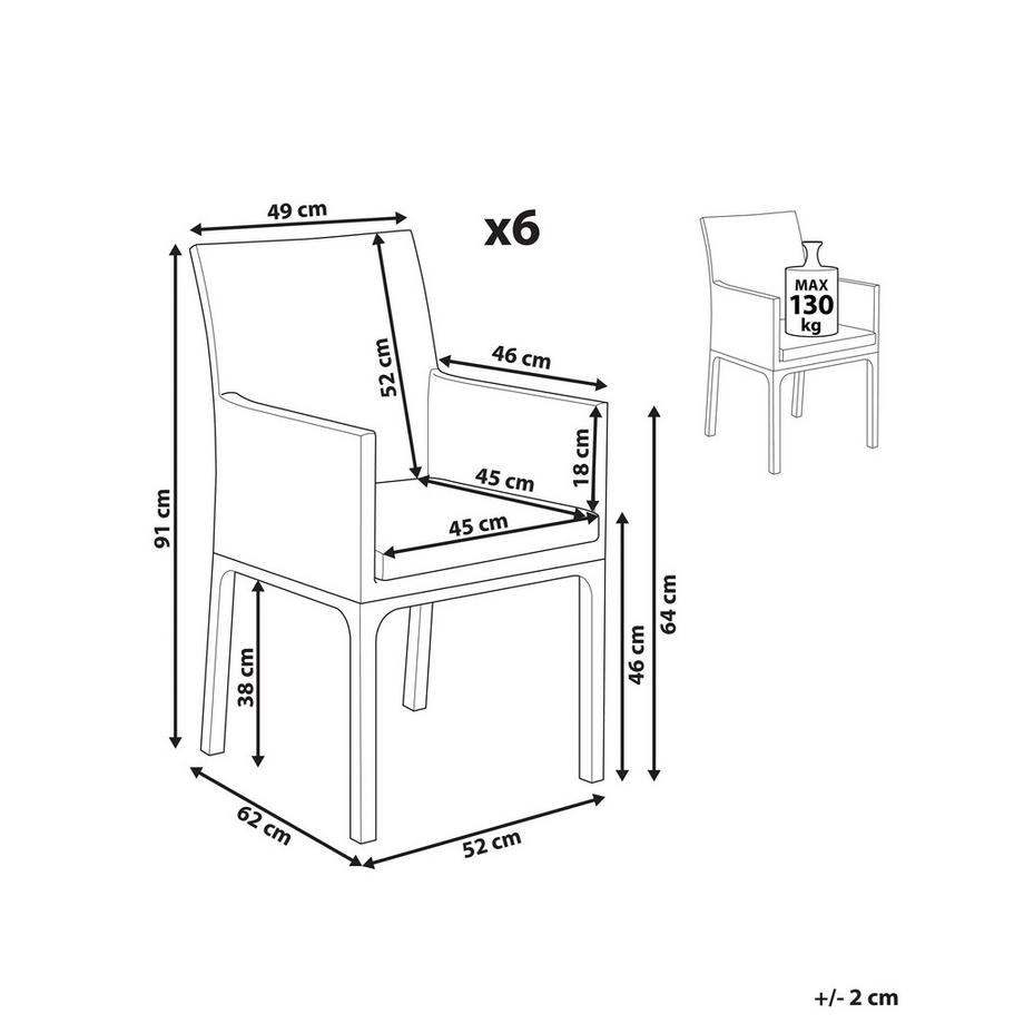 Beliani Set di 6 sedie da giardino en Tessuto Moderno BACOLI  