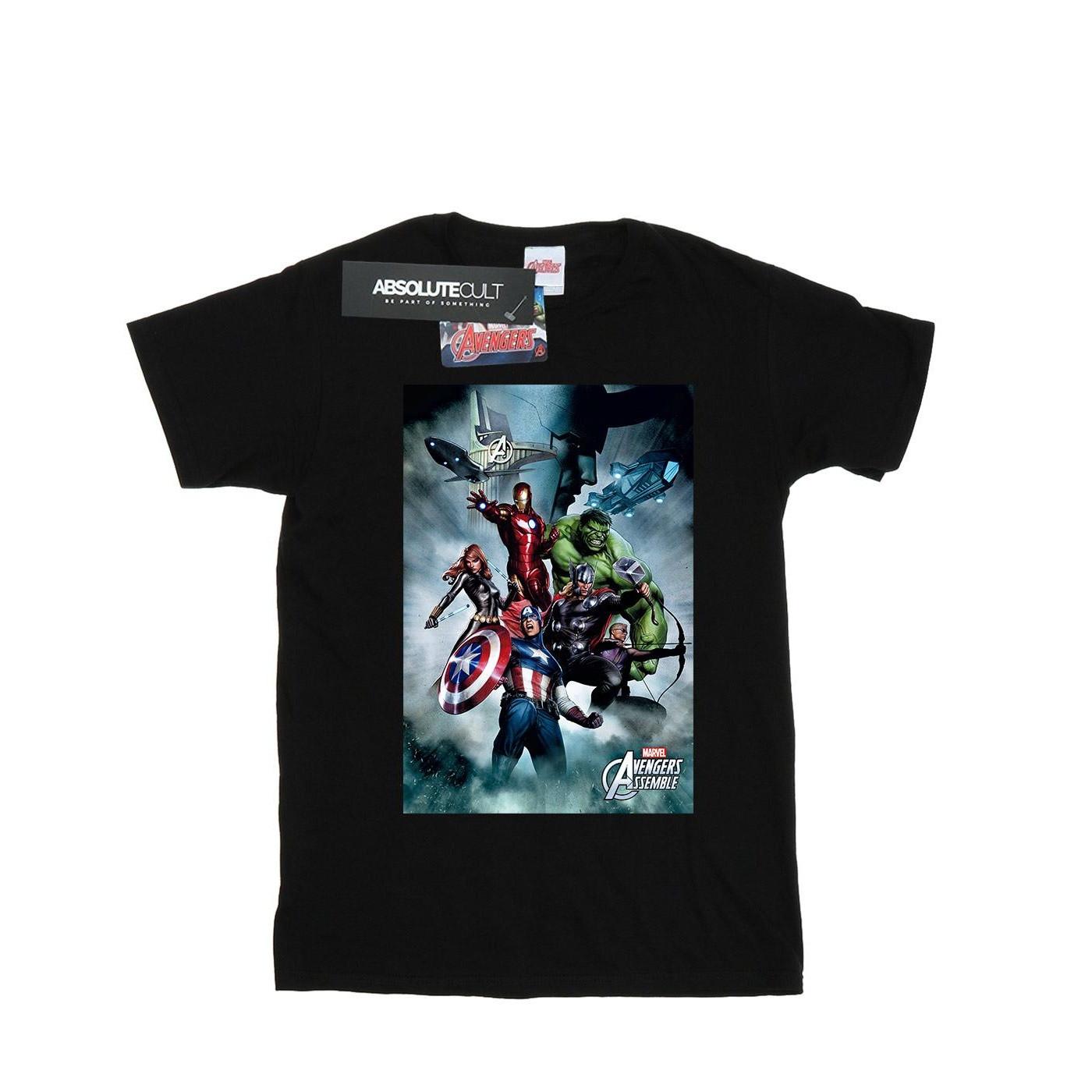 Image of Avengers Assemble Team Montage Tshirt Damen Schwarz S