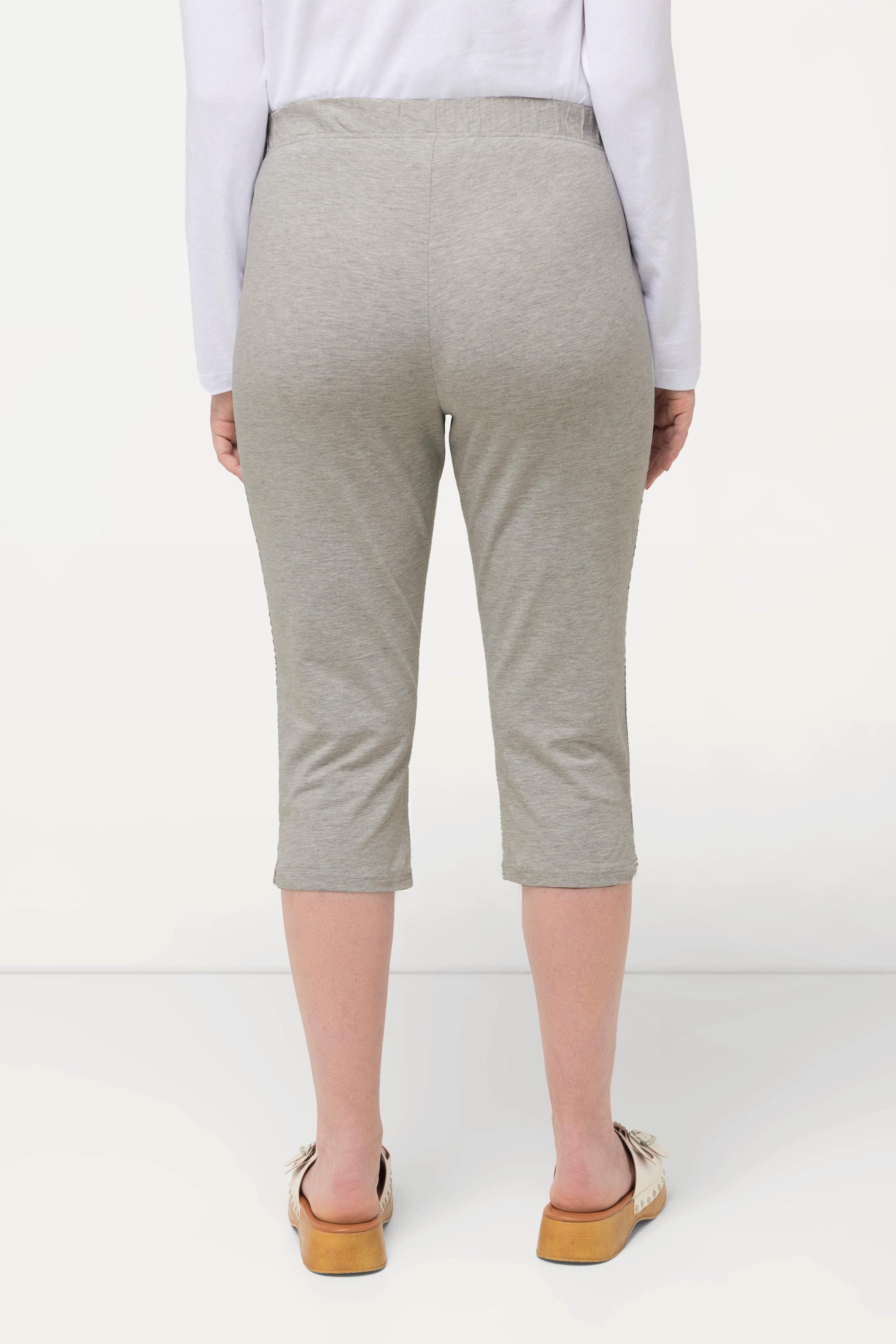 Ulla Popken  Capri-Leggings, seitliches Spitzenband, Biobaumwolle 