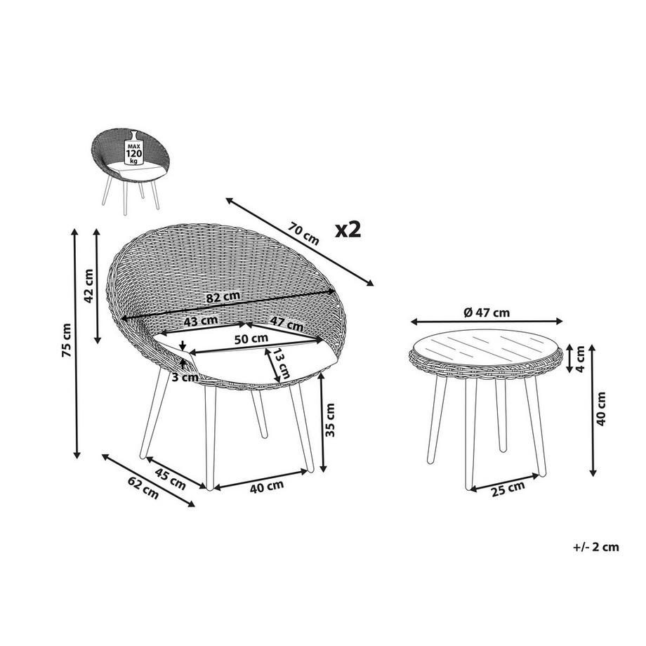 Beliani Ensemble pour bistro en Polyrotin Boho ORTIGIA  