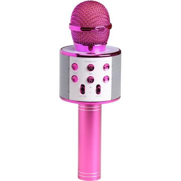 Microphone karaoké Bluetooth avec haut-parleur intégré. Rose