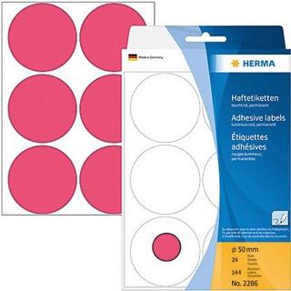 HERMA HERMA Etiketten rund 50mm 2286 leuchtrot 144 Stück  