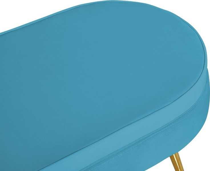 mutoni Pouf ovale in velluto azzurro  