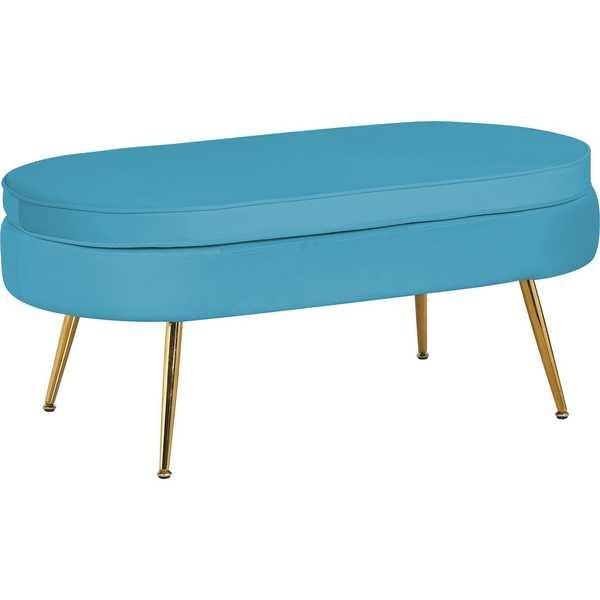 mutoni Pouf ovale in velluto azzurro  