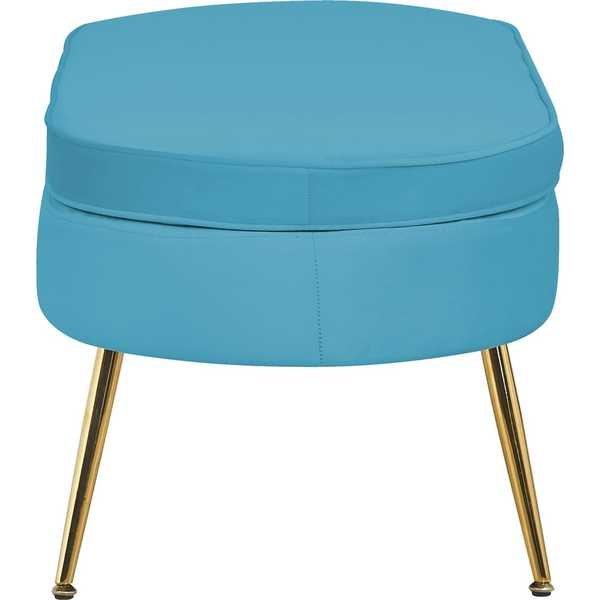 mutoni Pouf ovale in velluto azzurro  