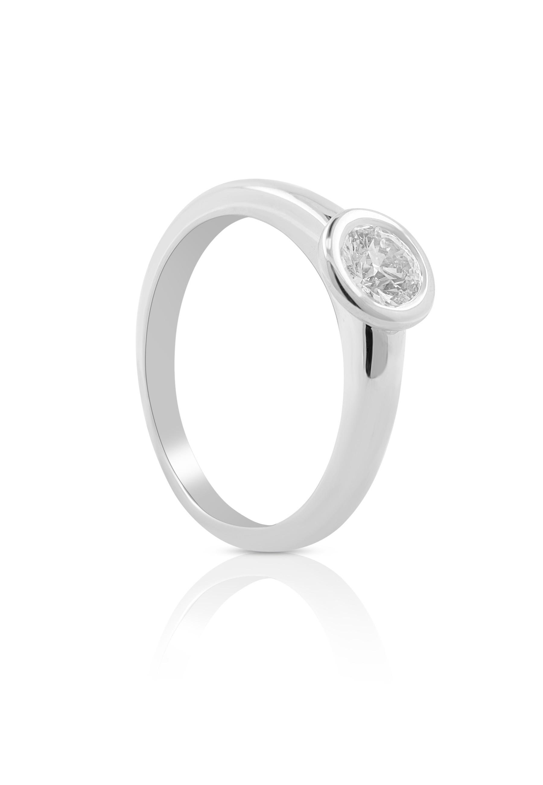 Image of Solitaire Ring Diamant 0.50ct. Weissgold 750 Damen Silber 56