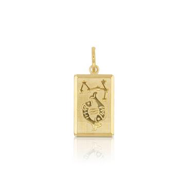 Pendentif signe du zodiaque poissons or jaune 750, 20x9mm