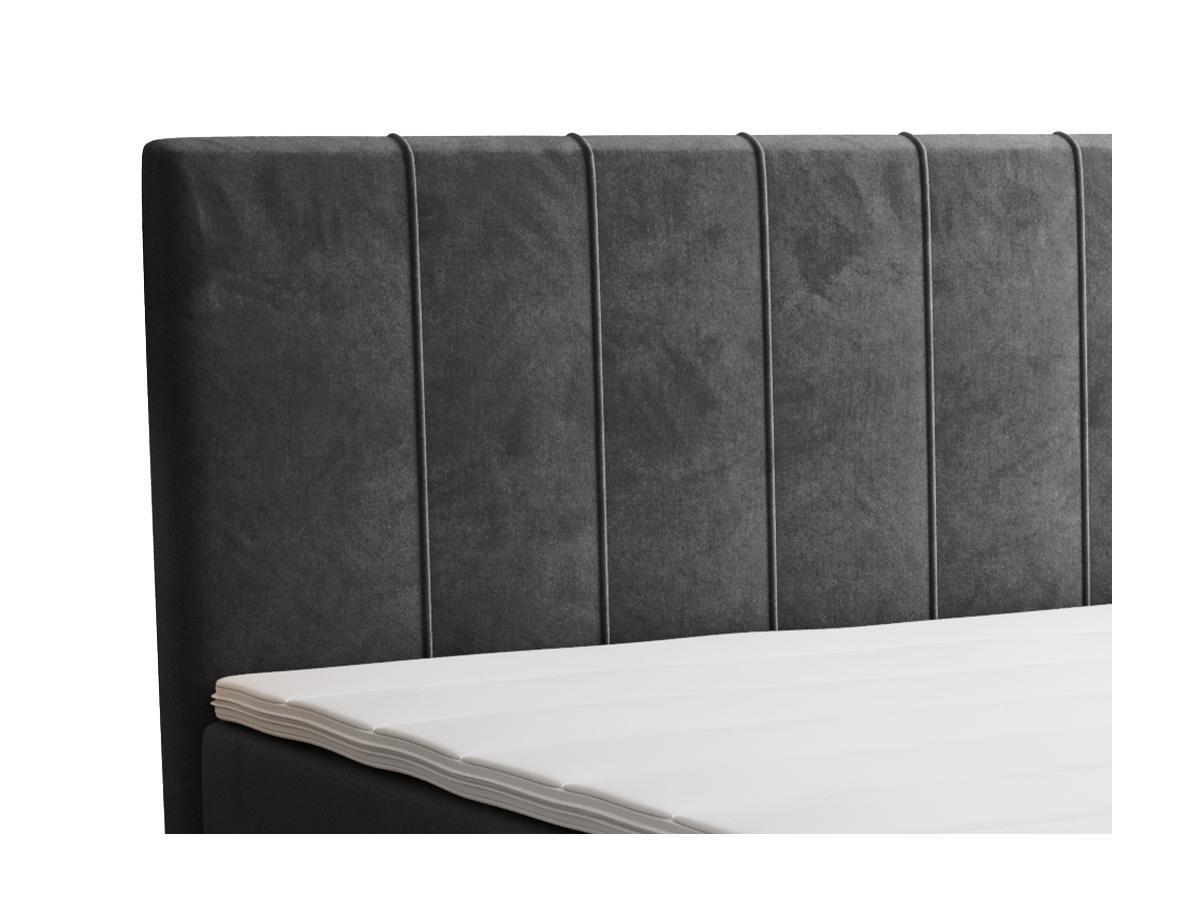 Ysmée Boxspringbett mit Kopfteil + Lattenrost + Matratze + Topper - 160 x 200 cm - Samt - Anthrazit - HIDA von YSMÉE  