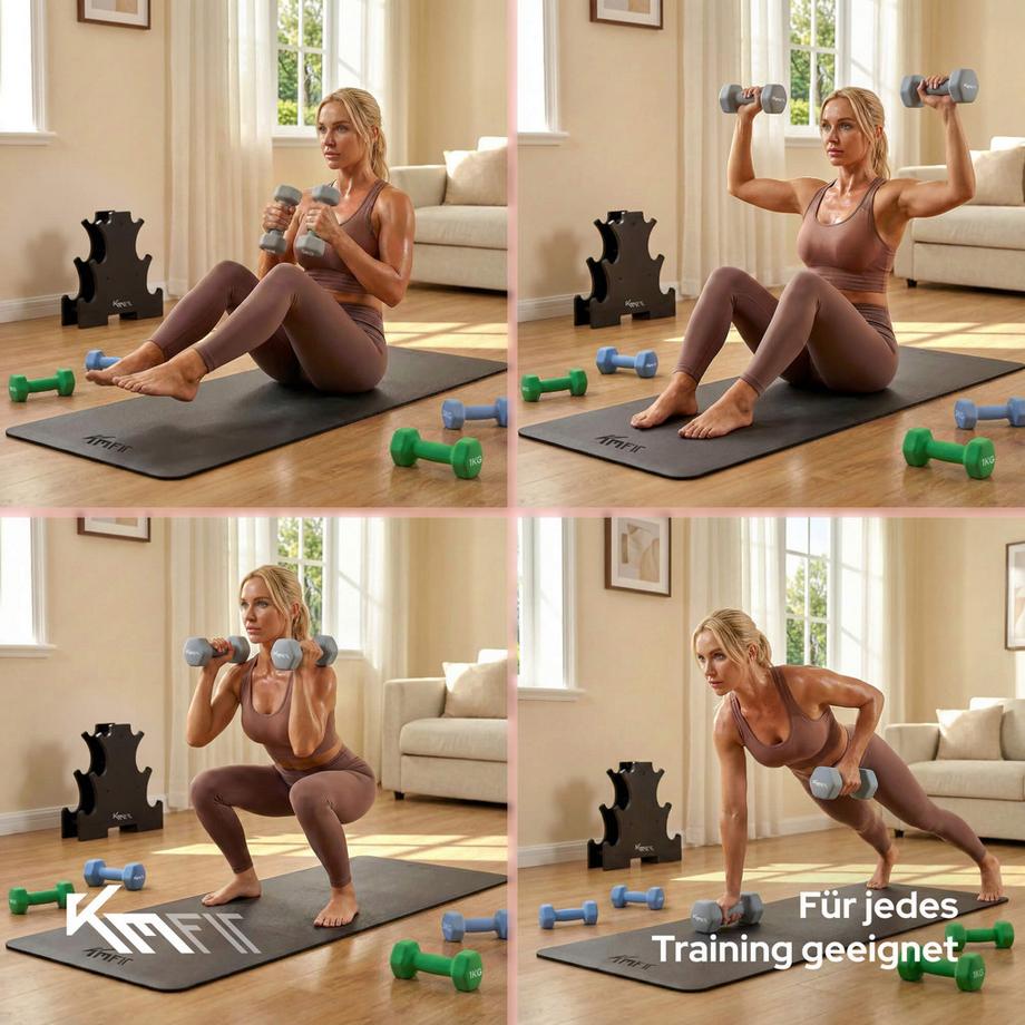 KM-Fit  Hantelset 18 kg | Neopren Kurzhanteln Set 1–5 kg 