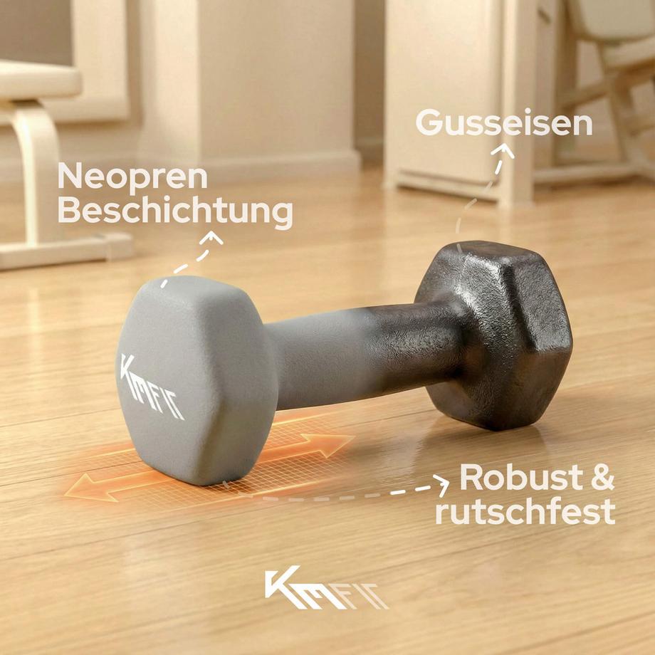 KM-Fit  Hantelset 18 kg | Neopren Kurzhanteln Set 1–5 kg 