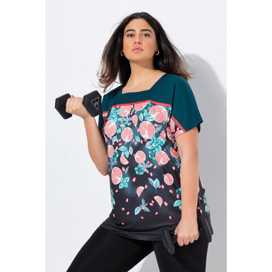 Ulla Popken Maglia Funzionale Oversize Scollo Rettangolare Mezze Maniche  