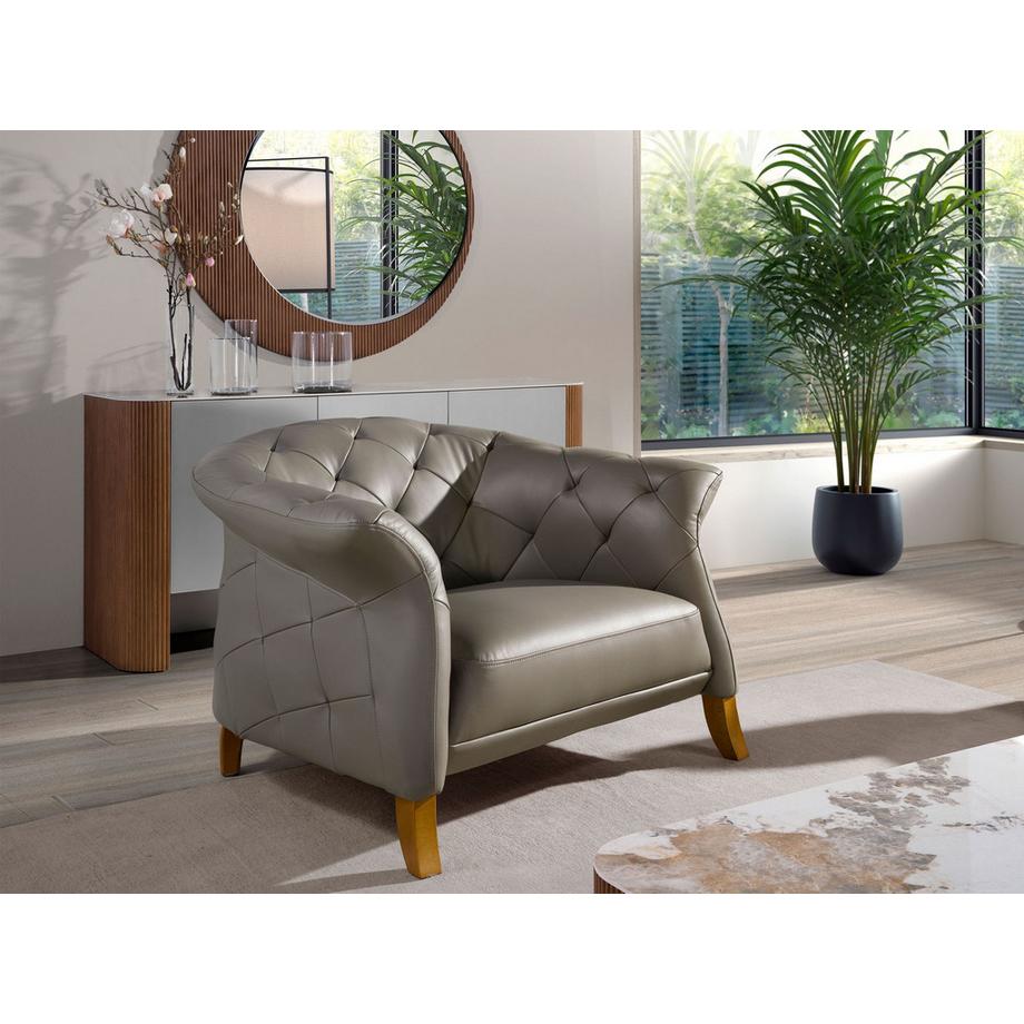 ANGEL CERDA Fauteuil en cuir gris  