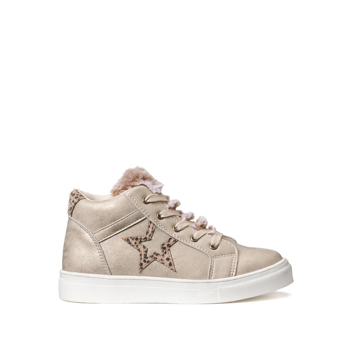 Image of Hohe Sneakers Mit Reissverschluss Und Schnürung Unisex Gold 34