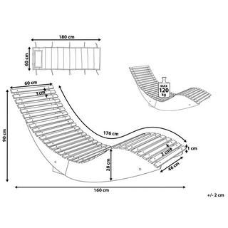 Beliani Gartenliege mit Auflage aus Akazienholz Klassisch BRESCIA II  