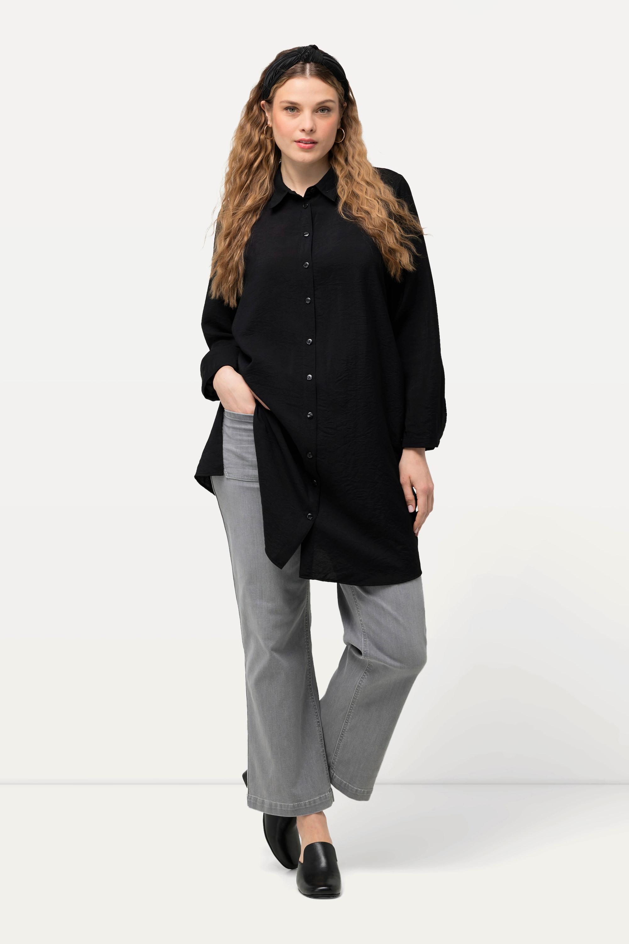 Ulla Popken  Longbluse, A-Linie, Hemdkragen, Langarm 