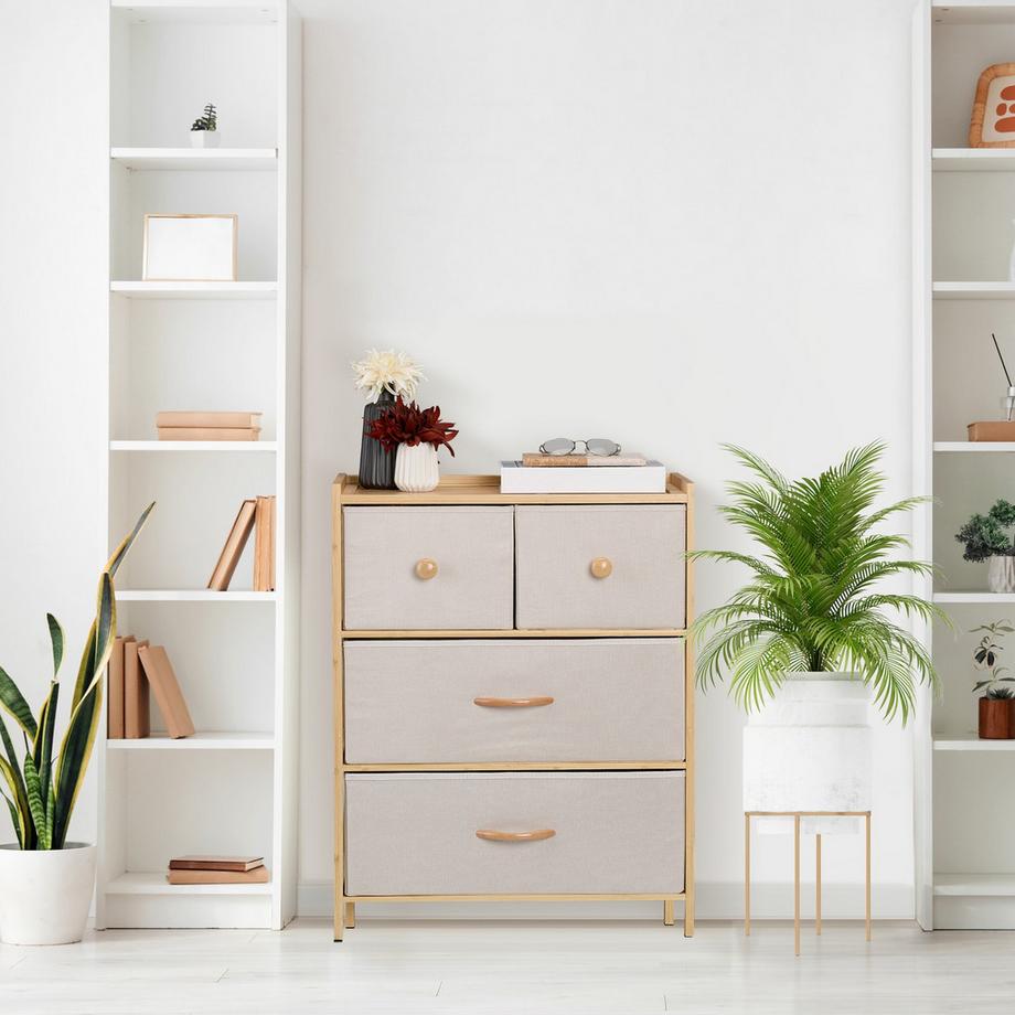 Northix Sekretär aus Bambus 4 Schubladen  