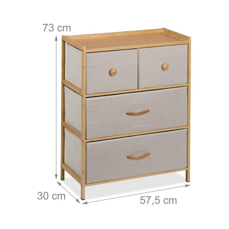 Northix Sekretär aus Bambus 4 Schubladen  