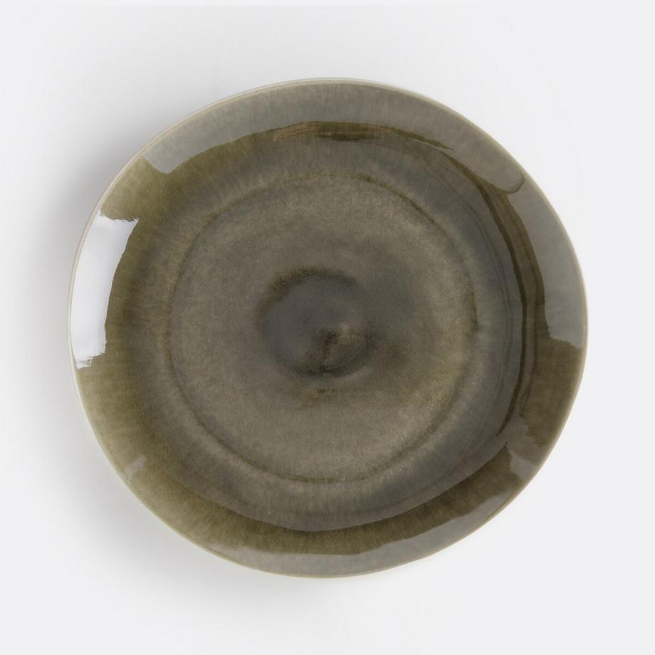 4er-Set flache Teller GOGAIN mit Craquelé-Glasur