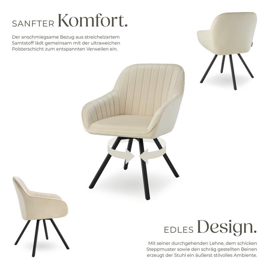 Tectake Chaise pivotante avec accoudoirs SNUG rembourrée aspect velours  