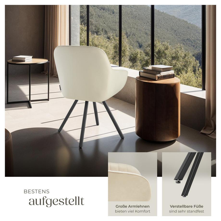 Tectake Chaise pivotante avec accoudoirs SNUG rembourrée aspect velours  