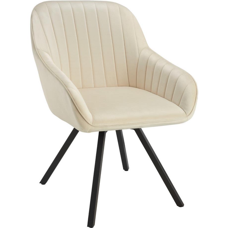 Tectake Chaise pivotante avec accoudoirs SNUG rembourrée aspect velours  