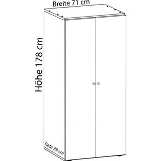 VCM Holz Kleiderschrank | 5 Fächer | Maße ca. B. 70 x  H. 178 x T. 40 cm | 2 Drehtüren | erweiterbar | Schrank - Vandol  