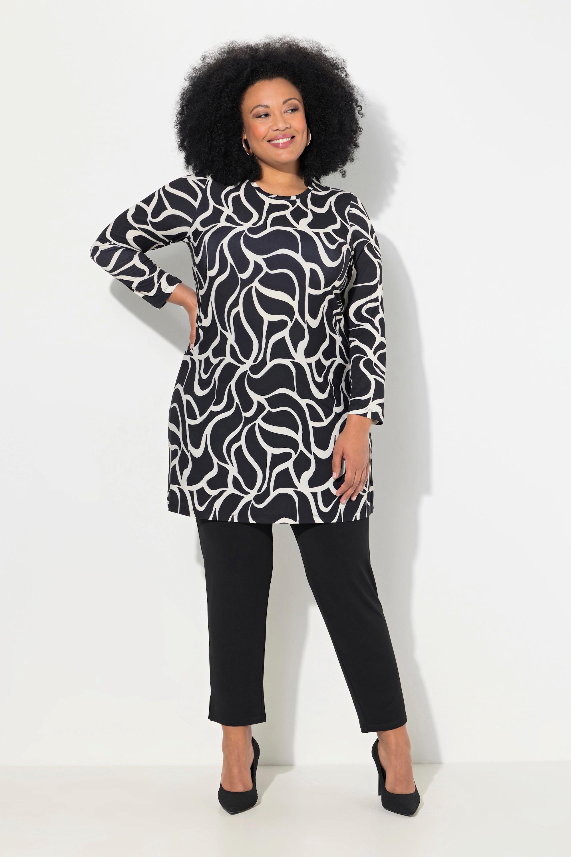 Ulla Popken  Longshirt, bedruckt, A-Linie, Rundhals, Lanarm 