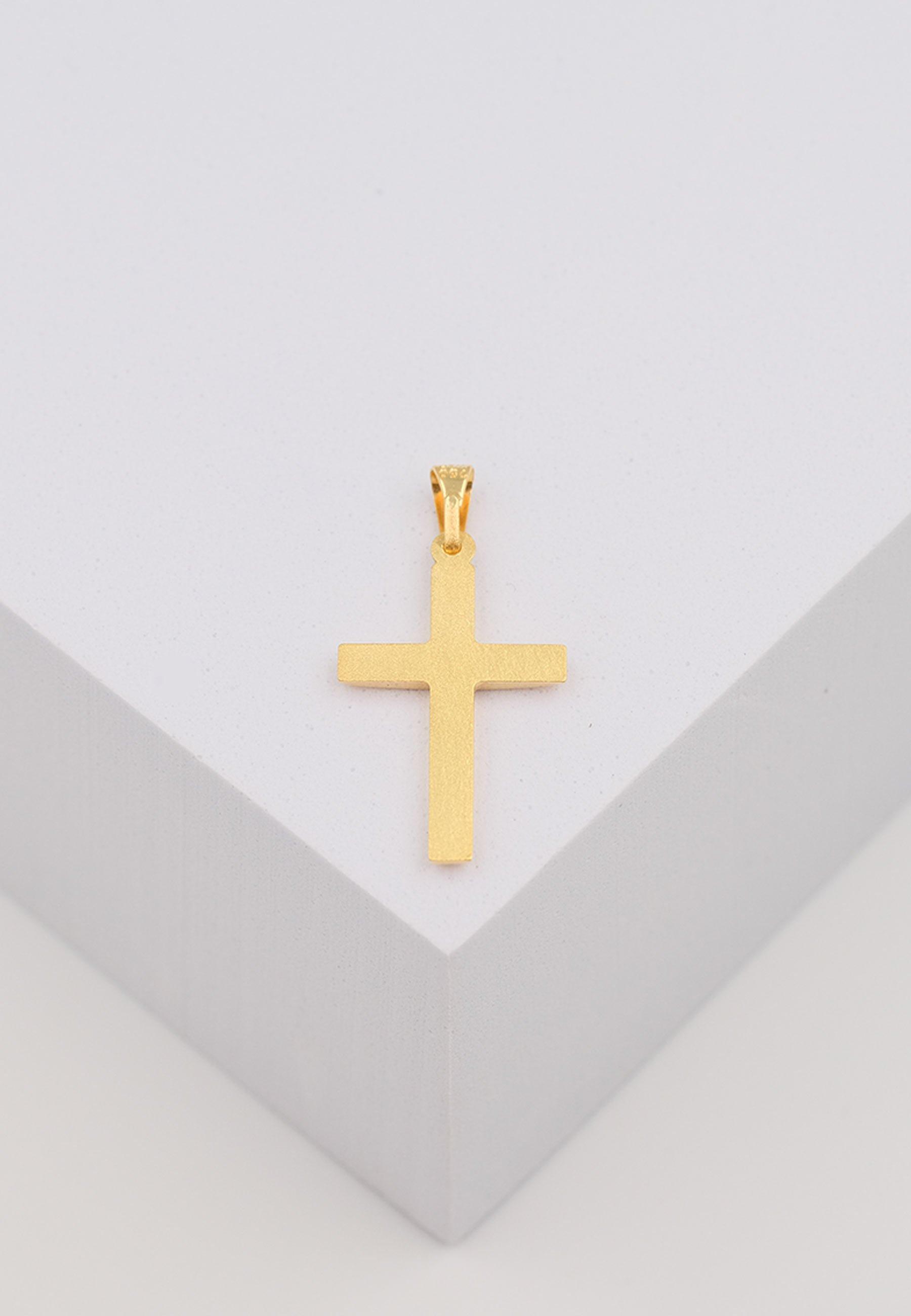 MUAU Schmuck  Pendentif croix en or jaune 750, 28x14mm 