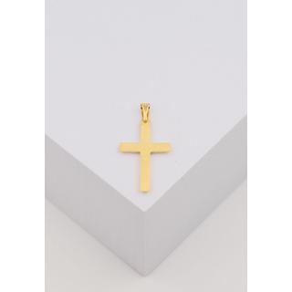 MUAU Schmuck  Pendentif croix en or jaune 750, 28x14mm 