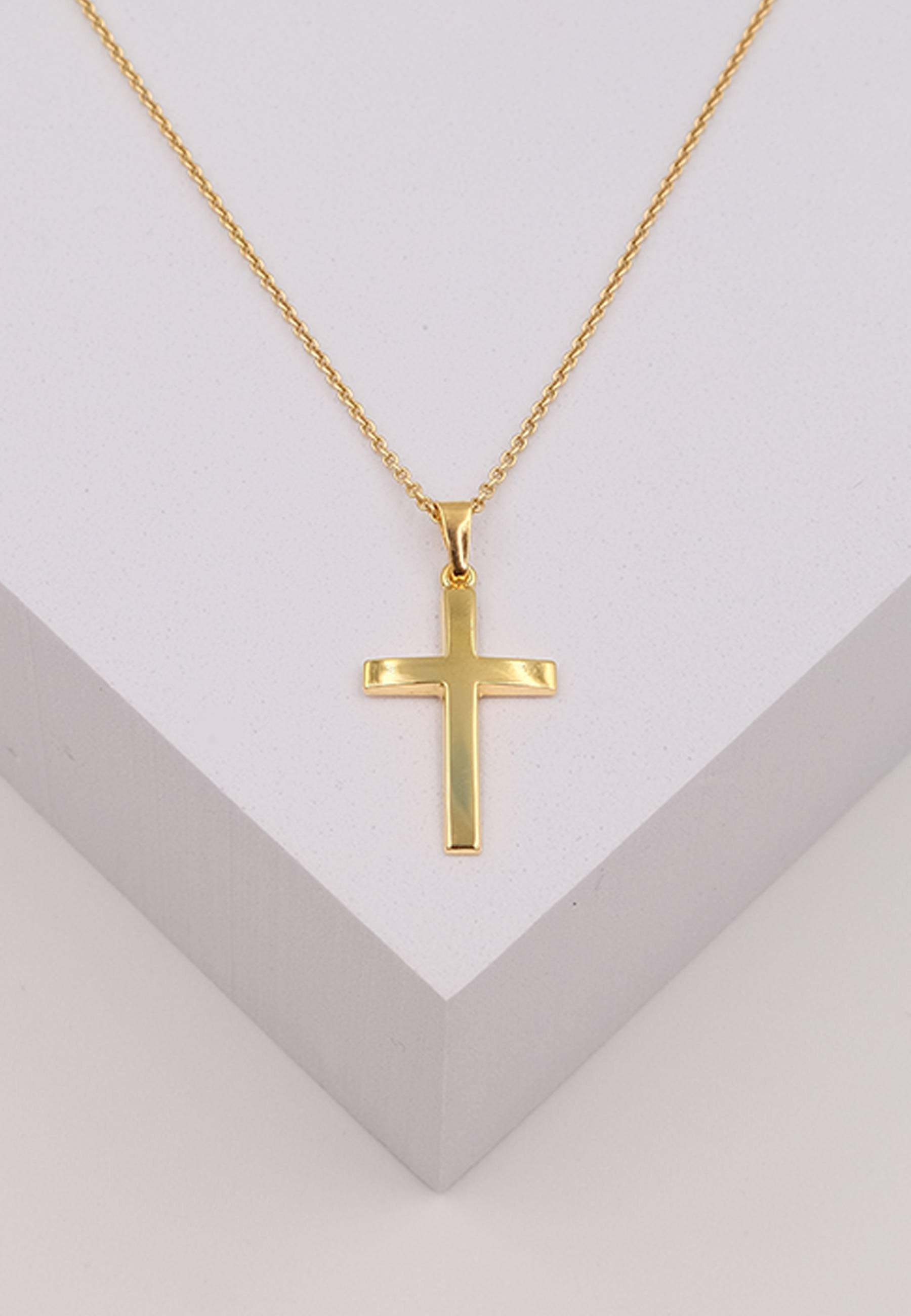 MUAU Schmuck  Anhänger Kreuz Gelbgold 750, 28x14mm 