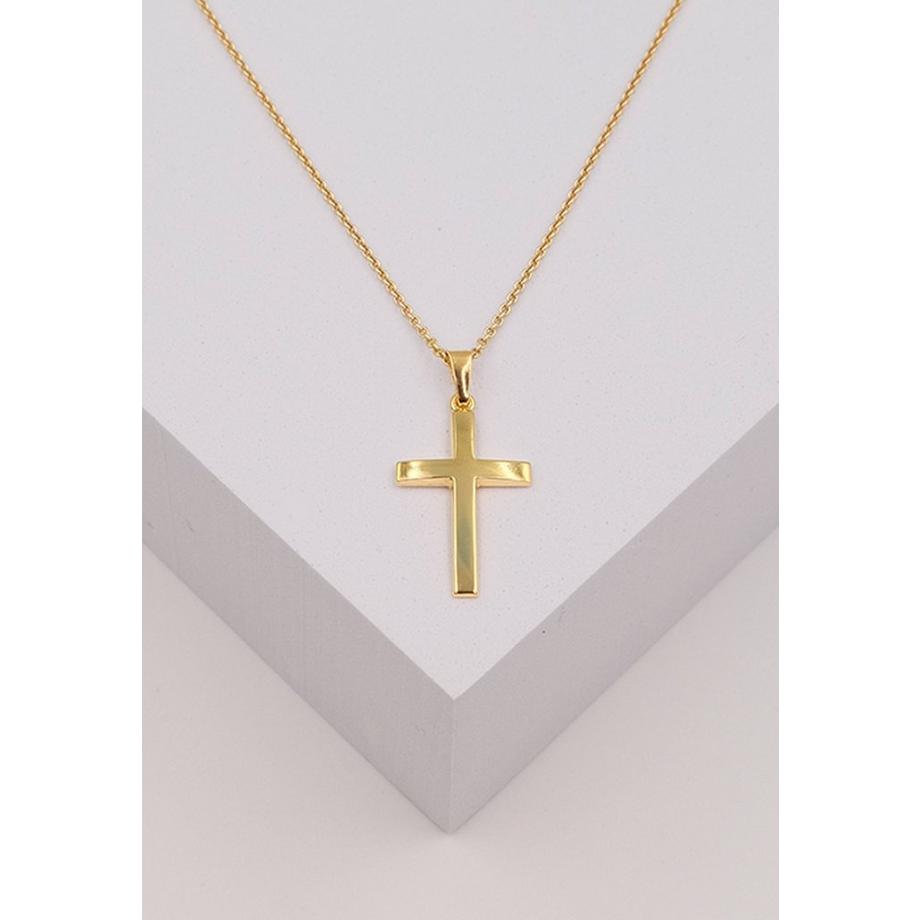 MUAU Schmuck  Anhänger Kreuz Gelbgold 750, 28x14mm 