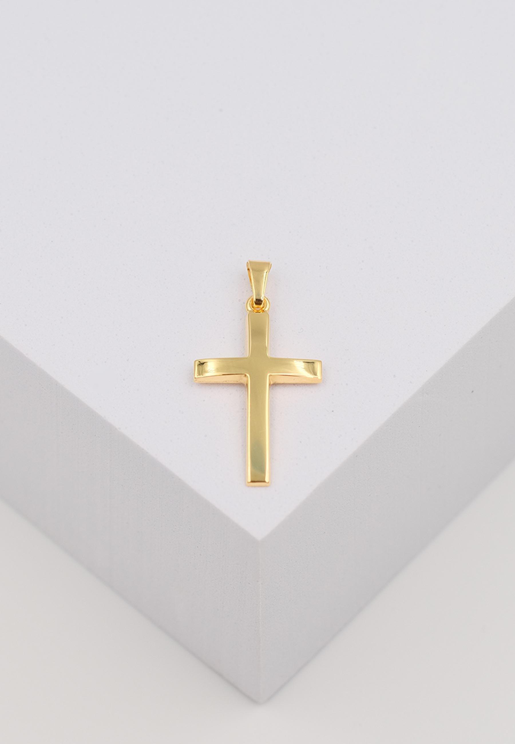 MUAU Schmuck  Pendentif croix en or jaune 750, 28x14mm 