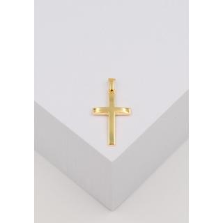 MUAU Schmuck  Pendentif croix en or jaune 750, 28x14mm 