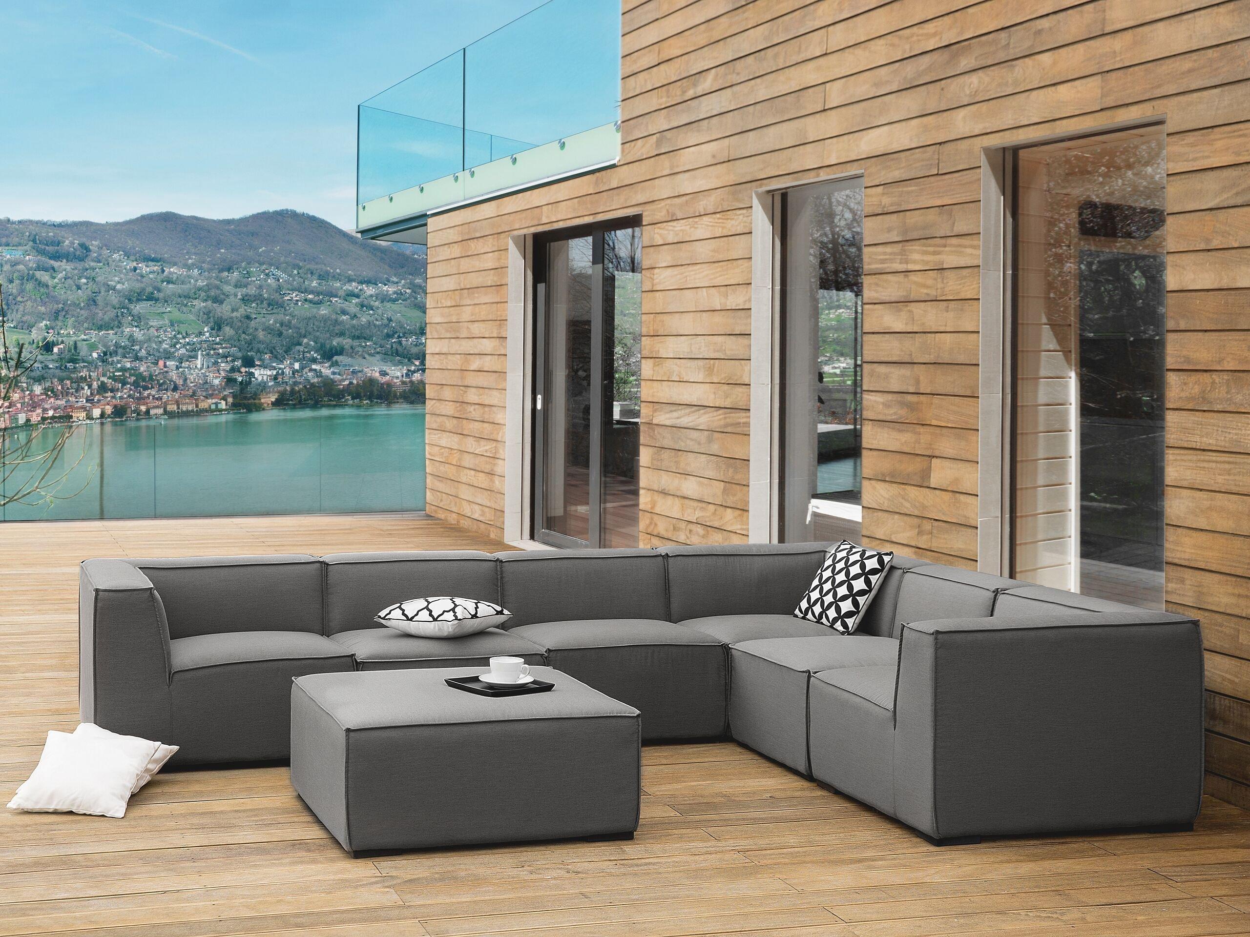 Beliani Ecksofa mit Ottomane aus Polyester Modern AREZZO  