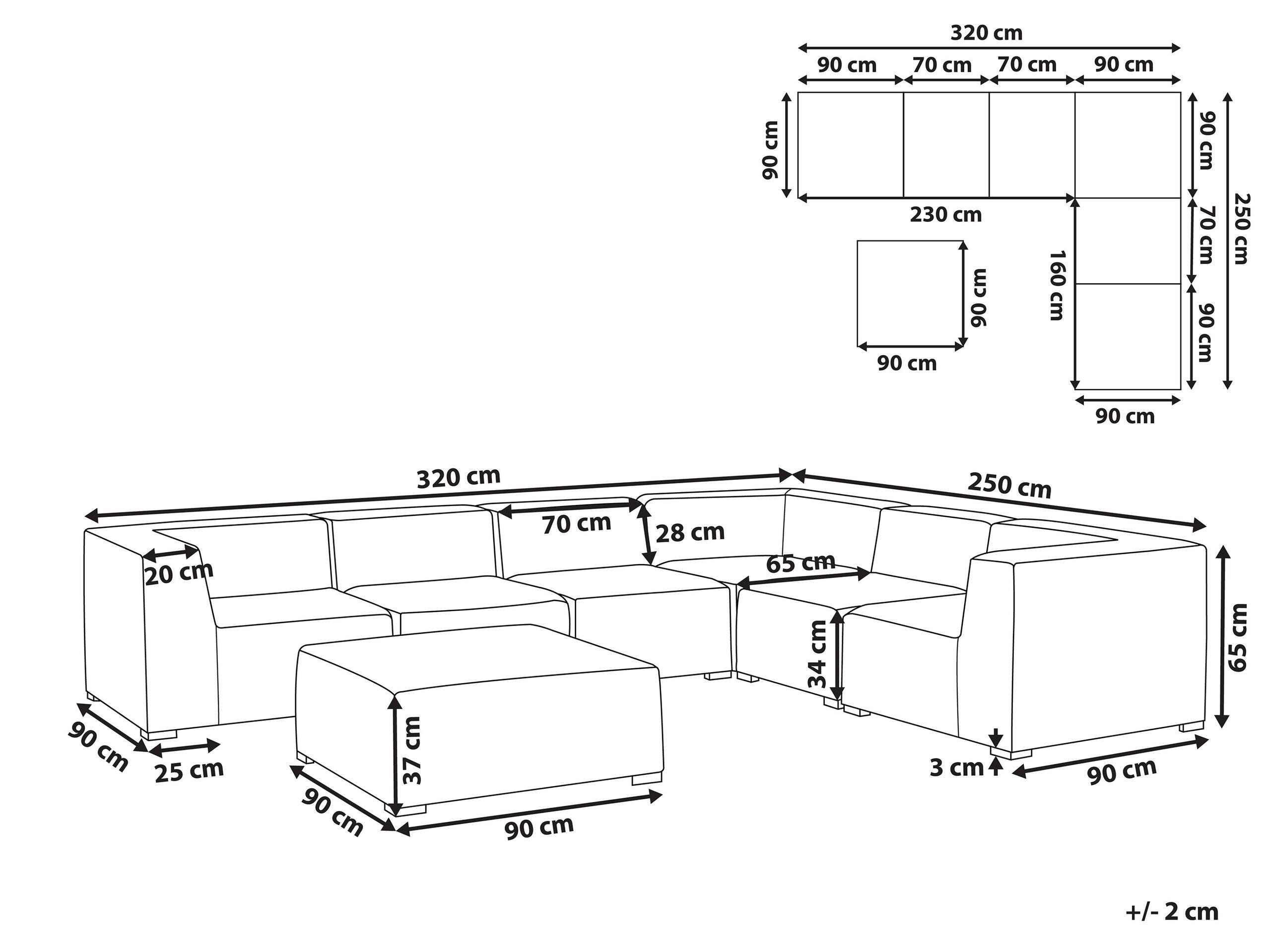 Beliani Canapé d'angle côté gauche avec ottoman en Polyester Moderne AREZZO  