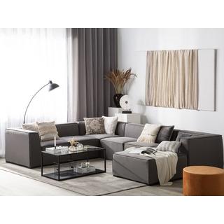 Beliani Ecksofa mit Ottomane aus Polyester Modern AREZZO  