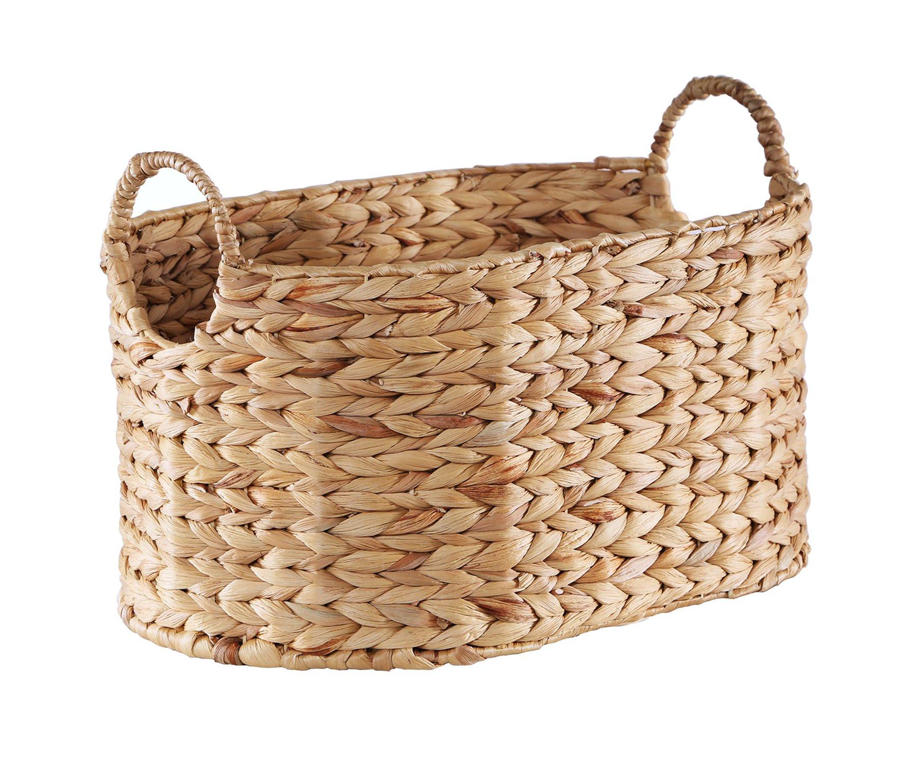 Image of Mittelgroßer Korb aus Wasserhyazinthe mit Griffen - H23 cm Mittelgroßer Korb aus Wasserhyazinthe mit Griffen - H23 cm