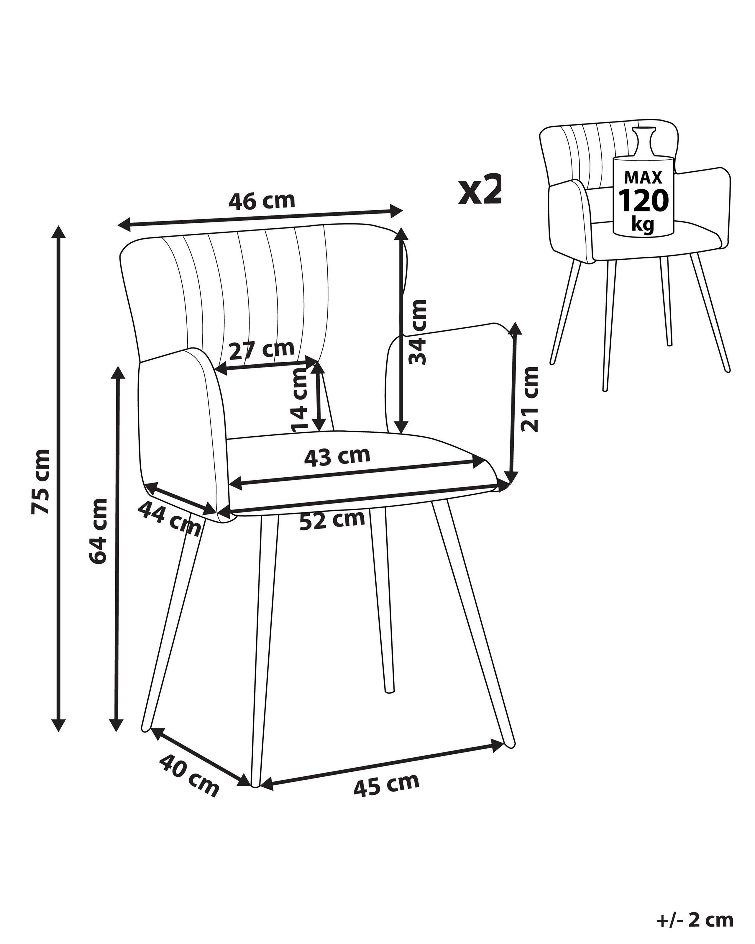 Beliani Esszimmerstuhl 2er Set aus Samtstoff Modern SANILAC  