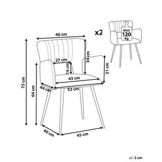 Beliani Esszimmerstuhl 2er Set aus Samtstoff Modern SANILAC  