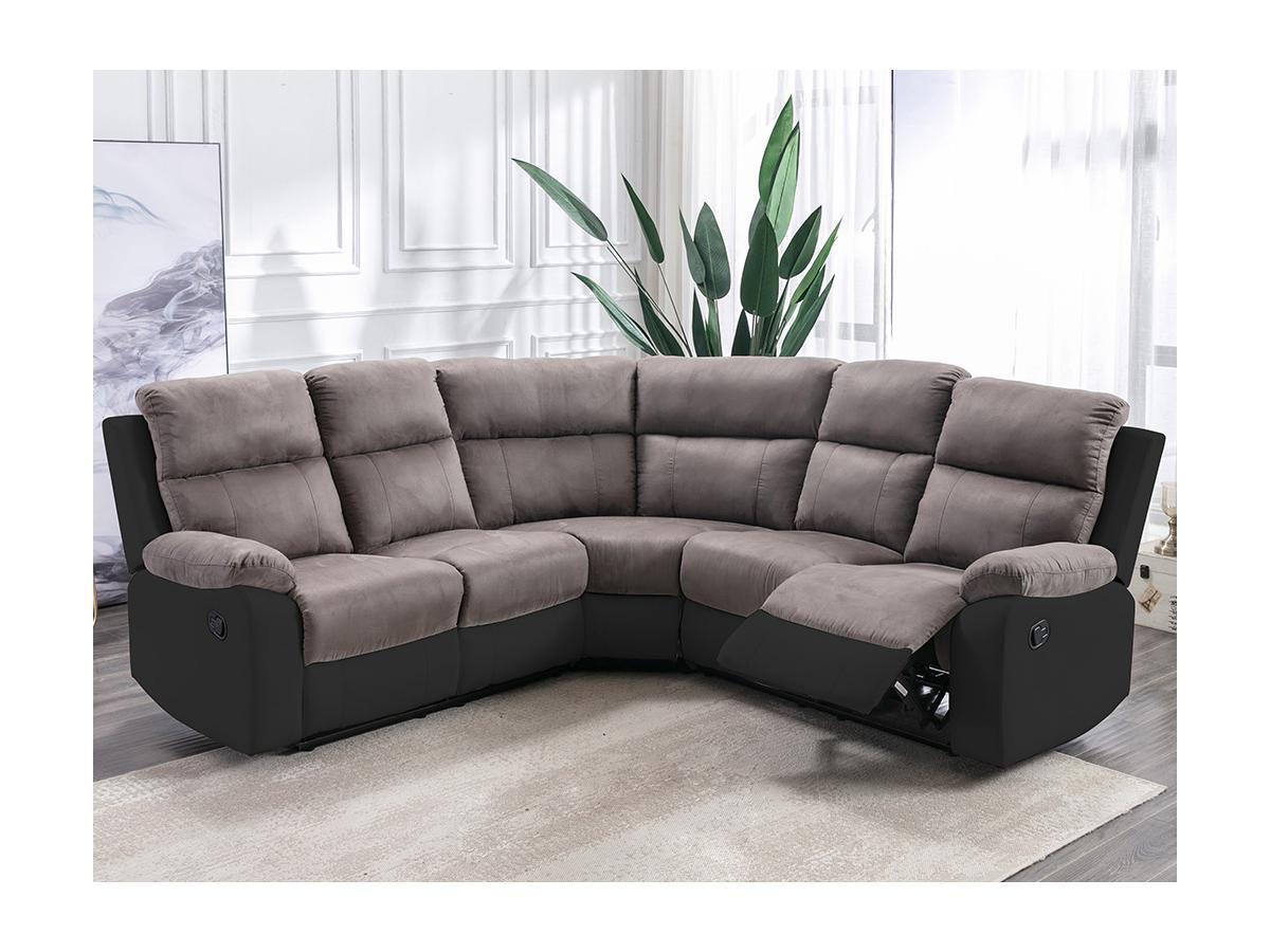 Vente-unique Relaxsofa Ecksofa Microfaser Kunstleder TOLZANO  