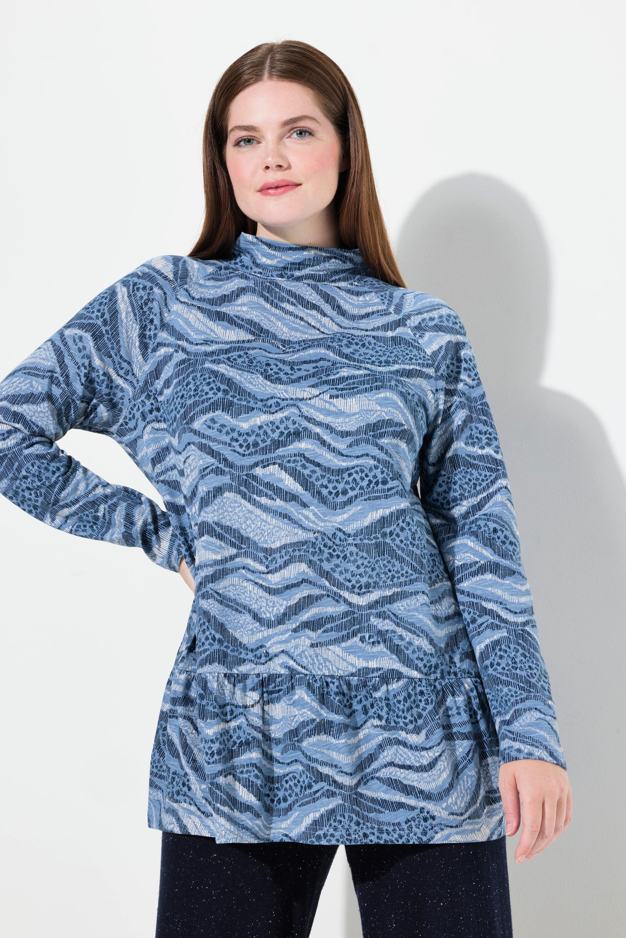 Ulla Popken Maglia lunga A-Line Maniche Lunghe Collo Alto  