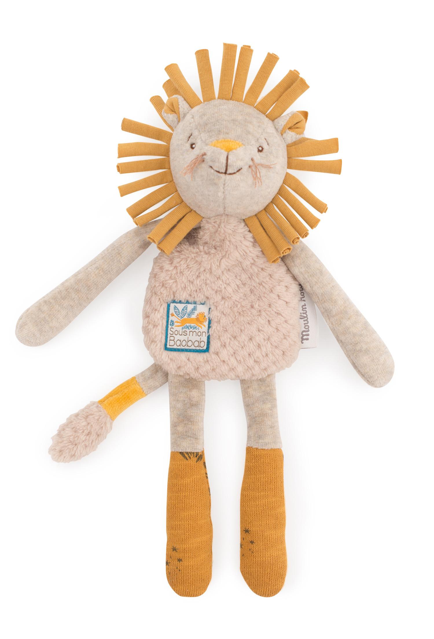 Moulin Roty  Doudou-hochet lion, Sous mon baobab, Moulin Roty 